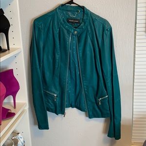 Teal leather jacket